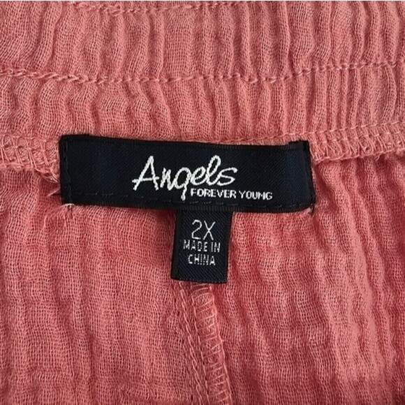 New! Angels Gauzy Cotton High Waist Stripes Pull On Pink Shorts - Picture 5 of 8